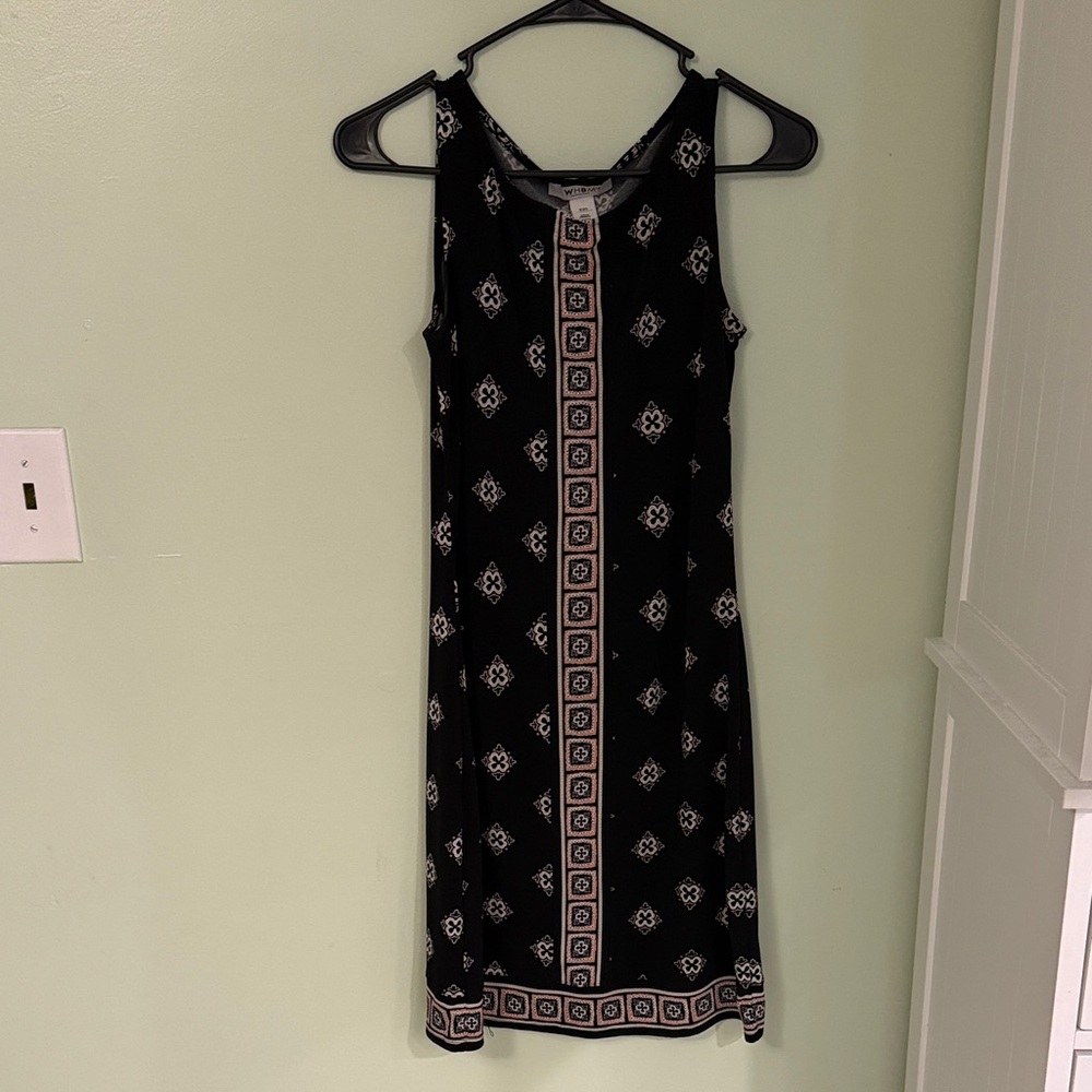 WHBM Geometric Print Sleeveless Midi Dress Work Girlboss Size XXS - Picture 2 of 6